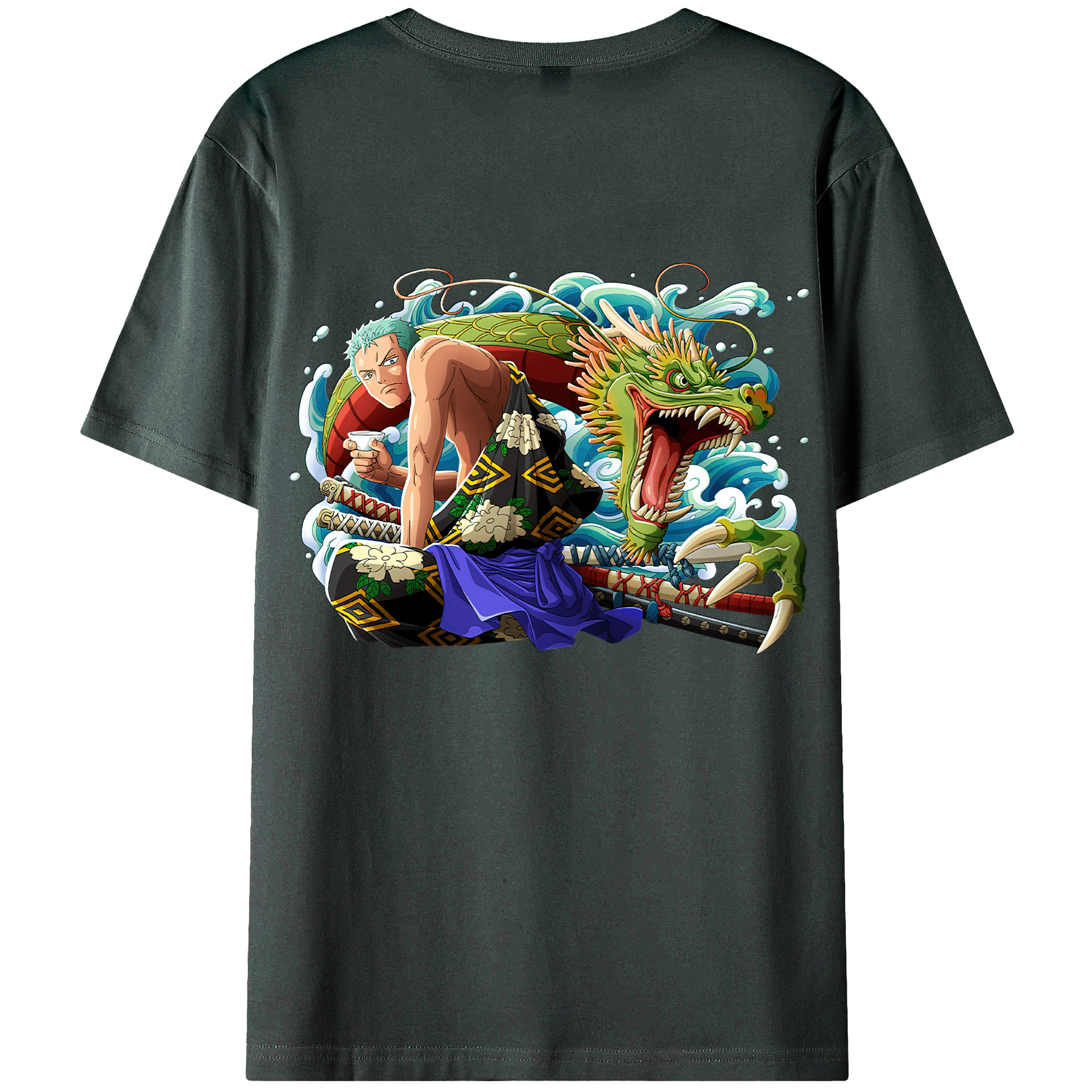ワンピース ロロノア・ゾロ ONE PIECE Roronoa Zoro 綿100％ メンズ半袖Tシャツ（バックプリント） 通気性